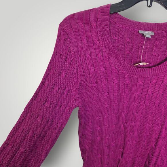 Ann Taylor Silk Cotton Textured Knit Sweater Purple Size Small - Picture 5 of 7